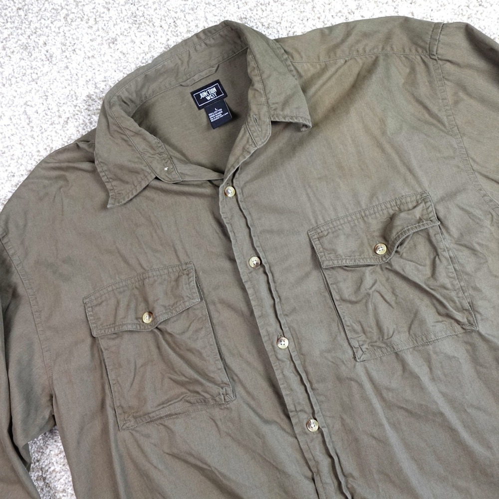 Junction West Mens Large Olive Green Long Sleeve Utility Button Down Shirt
